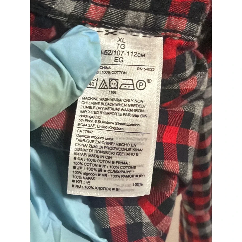 Banana Republic Luxe Flannel Shirt Mens XL Red Grey Grant Fit Plaid Button Down